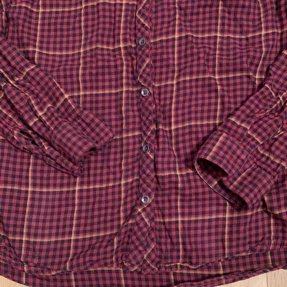 maurices Plaid Button Down Long Sleeve Collared Blouse Red and Black Women’s 0 - Picture 5 of 13